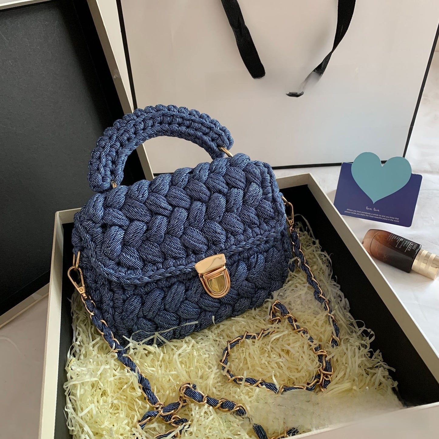 Vintage Crochet Chain Strap Bag