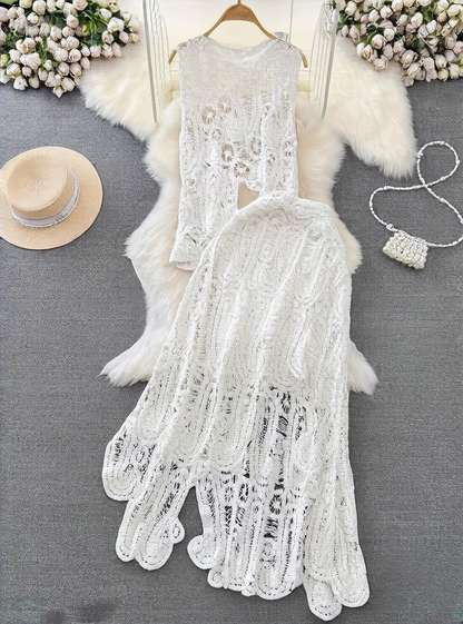Vintage Crochet Mesh Two-Piece Set