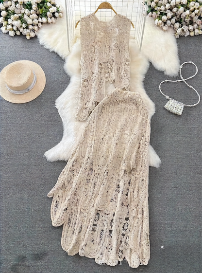 Vintage Crochet Mesh Two-Piece Set