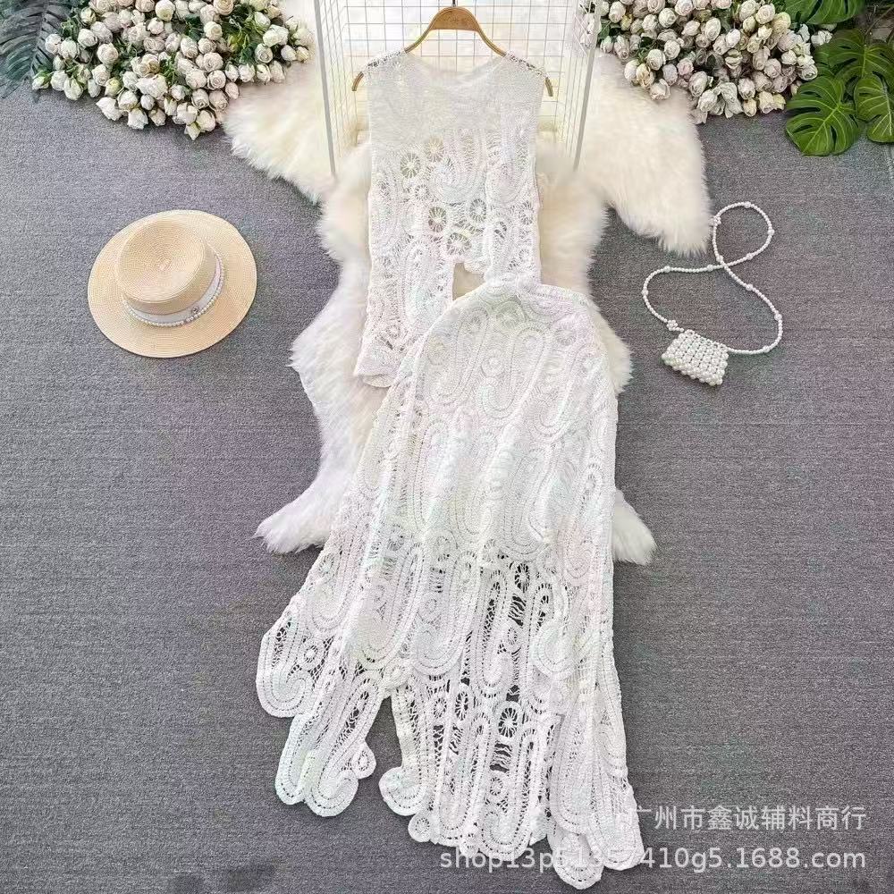 Vintage Crochet Mesh Two-Piece Set
