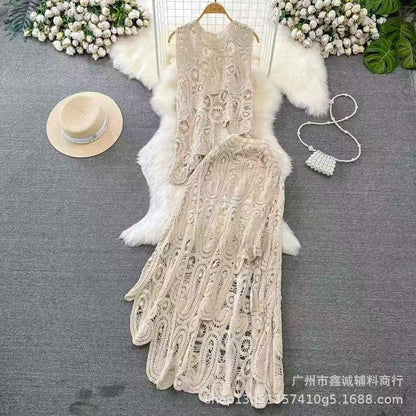 Vintage Crochet Mesh Two-Piece Set