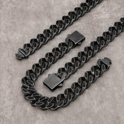 Vintage Cuban Chain Titanium Steel Necklace Bracelet
