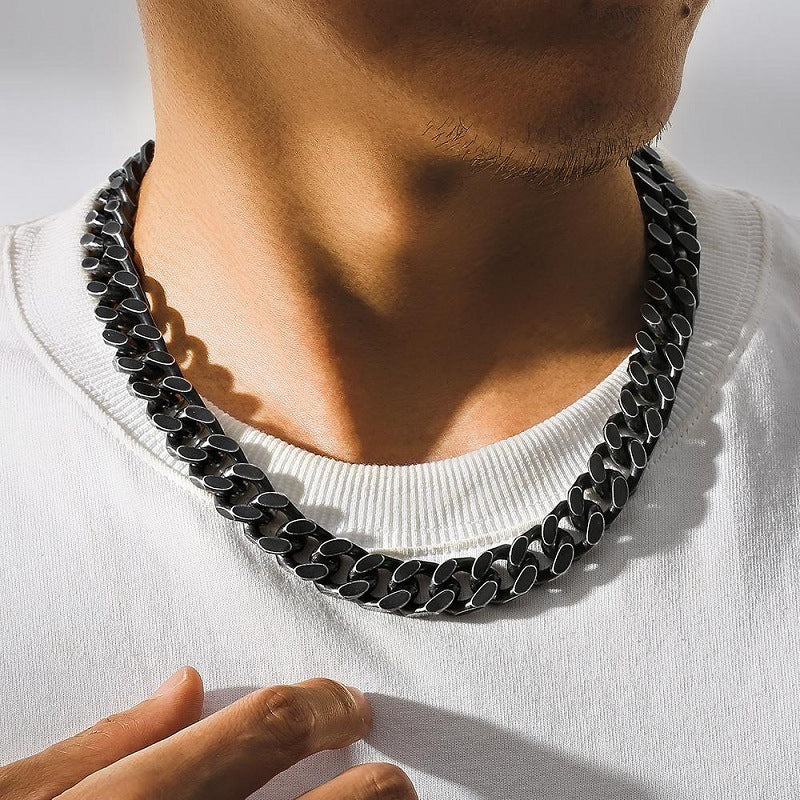 Vintage Cuban Chain Titanium Steel Necklace Bracelet