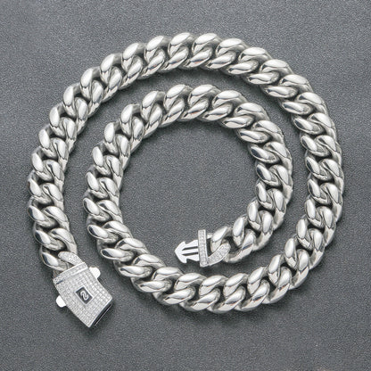 Vintage Cuban Chain Zircon Necklace and Bracelet Set