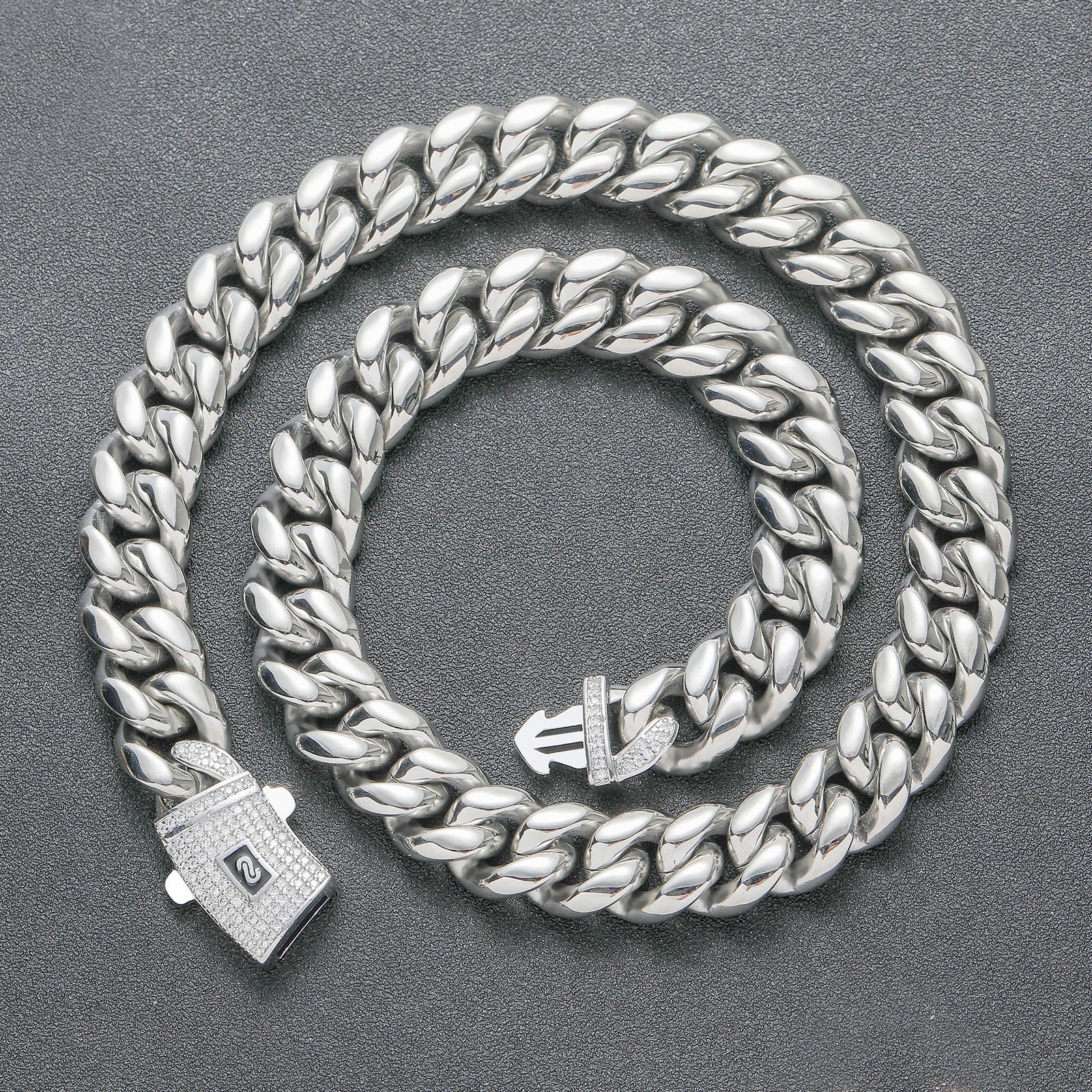 Vintage Cuban Chain Zircon Necklace and Bracelet Set