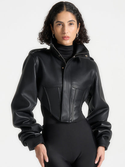 Vintage Distressed Faux Leather Jacket