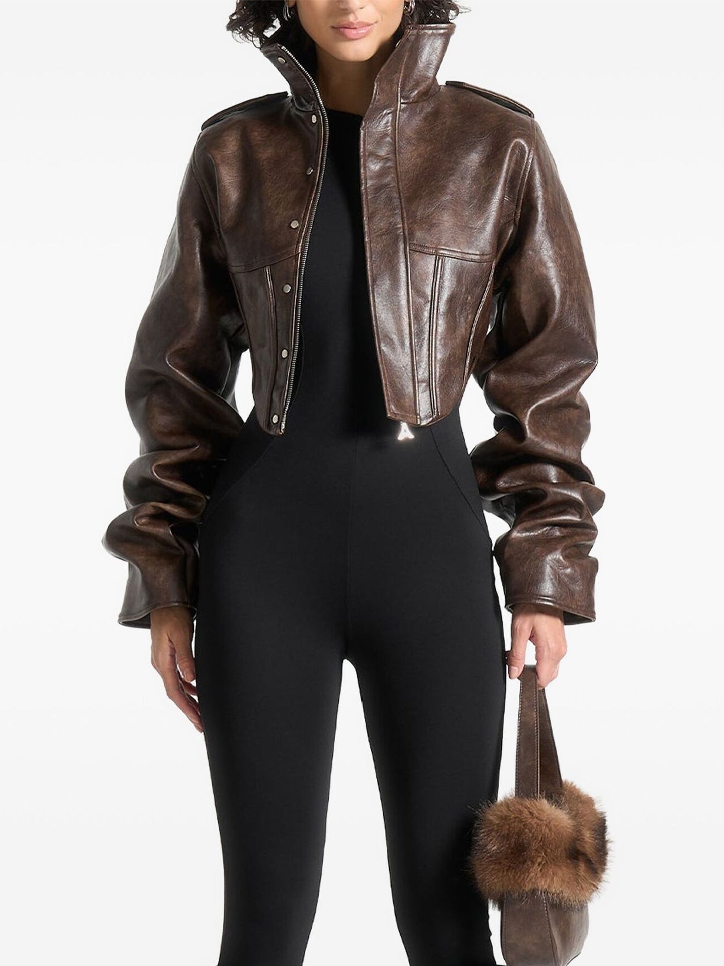 Vintage Distressed Faux Leather Jacket