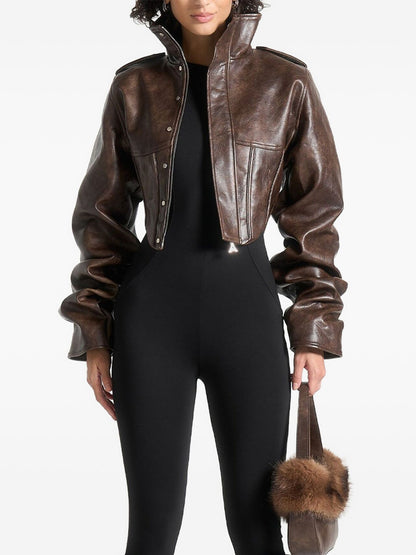 Vintage Distressed Faux Leather Jacket