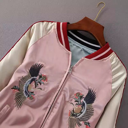 Vintage Embroidered Two-Face Baseball Jacket