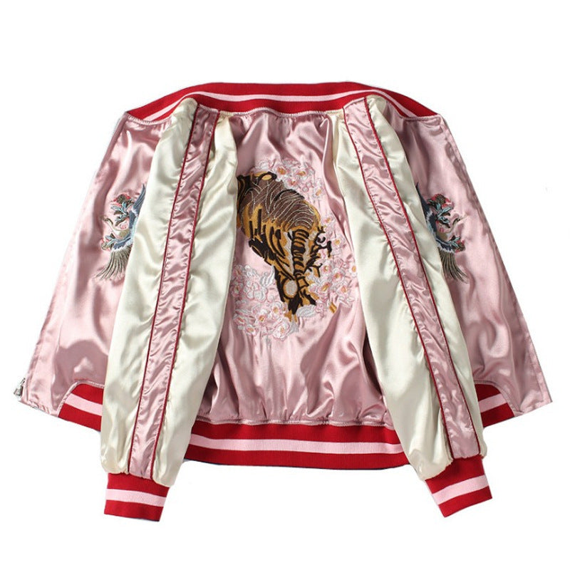 Vintage Embroidered Two-Face Baseball Jacket