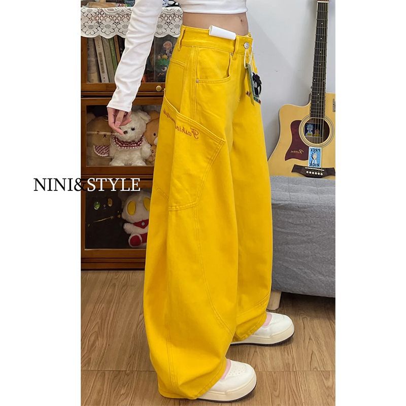 Vintage Embroidered Wide Leg Denim Pants