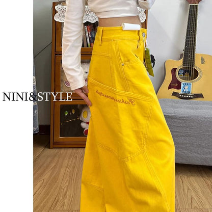 Vintage Embroidered Wide Leg Denim Pants