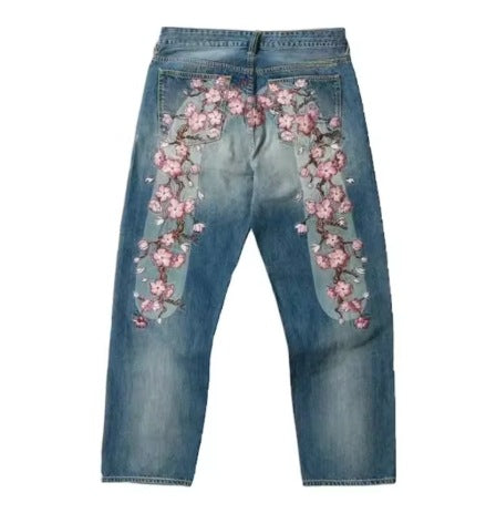 Vintage Embroidery Denim Pants