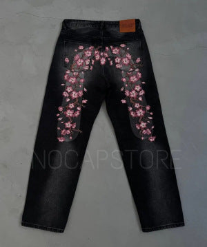 Vintage Embroidery Denim Pants