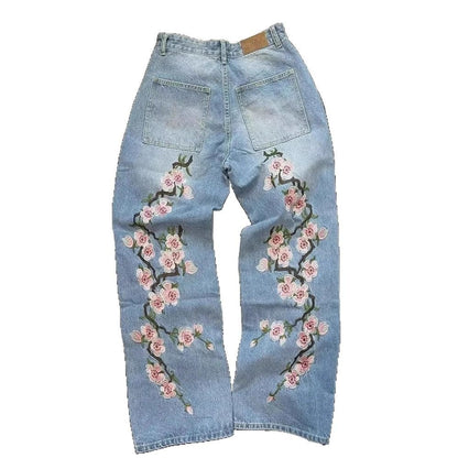 Vintage Embroidery Denim Pants