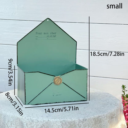 Vintage Envelope Style Metal Flower Pot