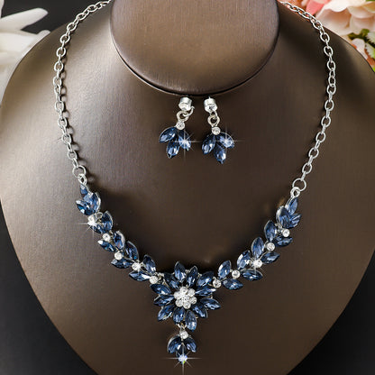 Vintage Floral Alloy Necklace and Earrings Set