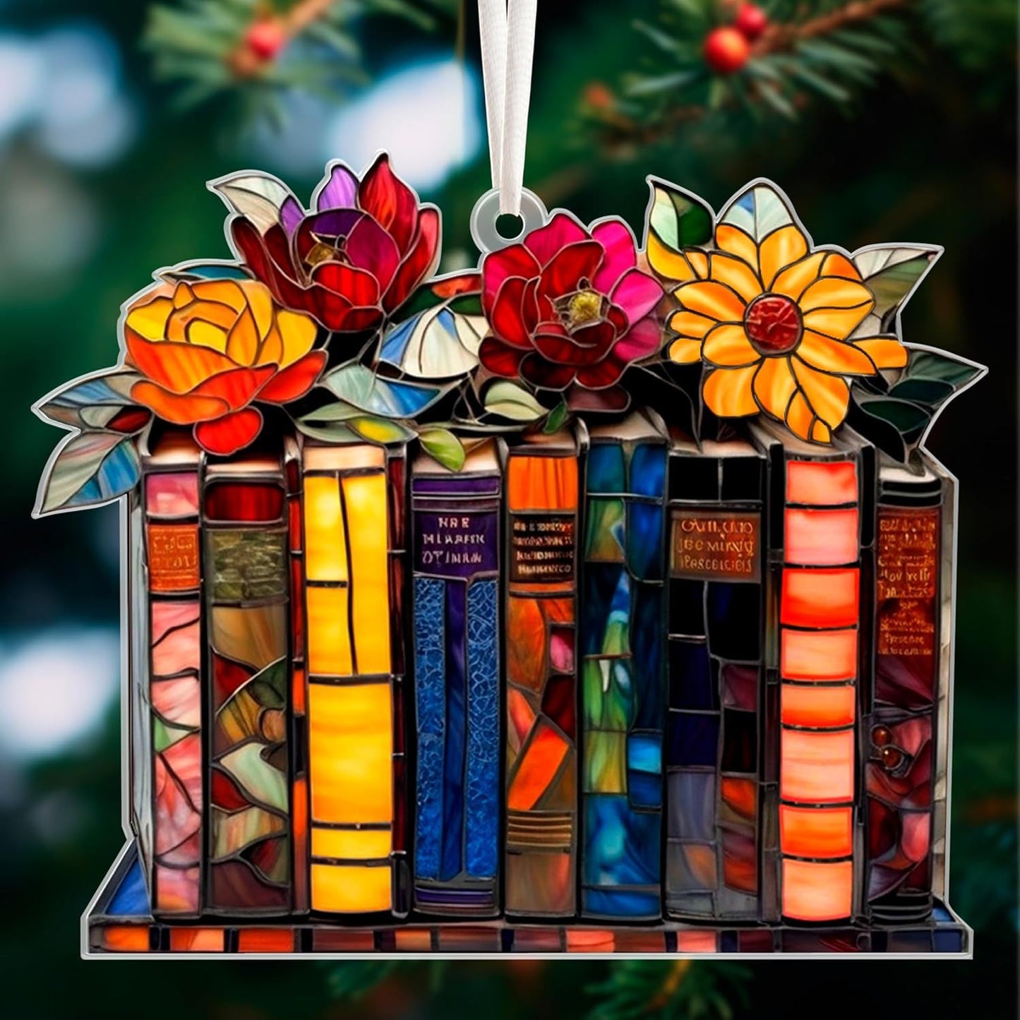 Vintage Floral Book Acrylic Hanging Ornament
