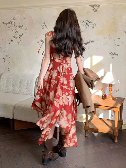 Vintage Floral Chiffon Dress