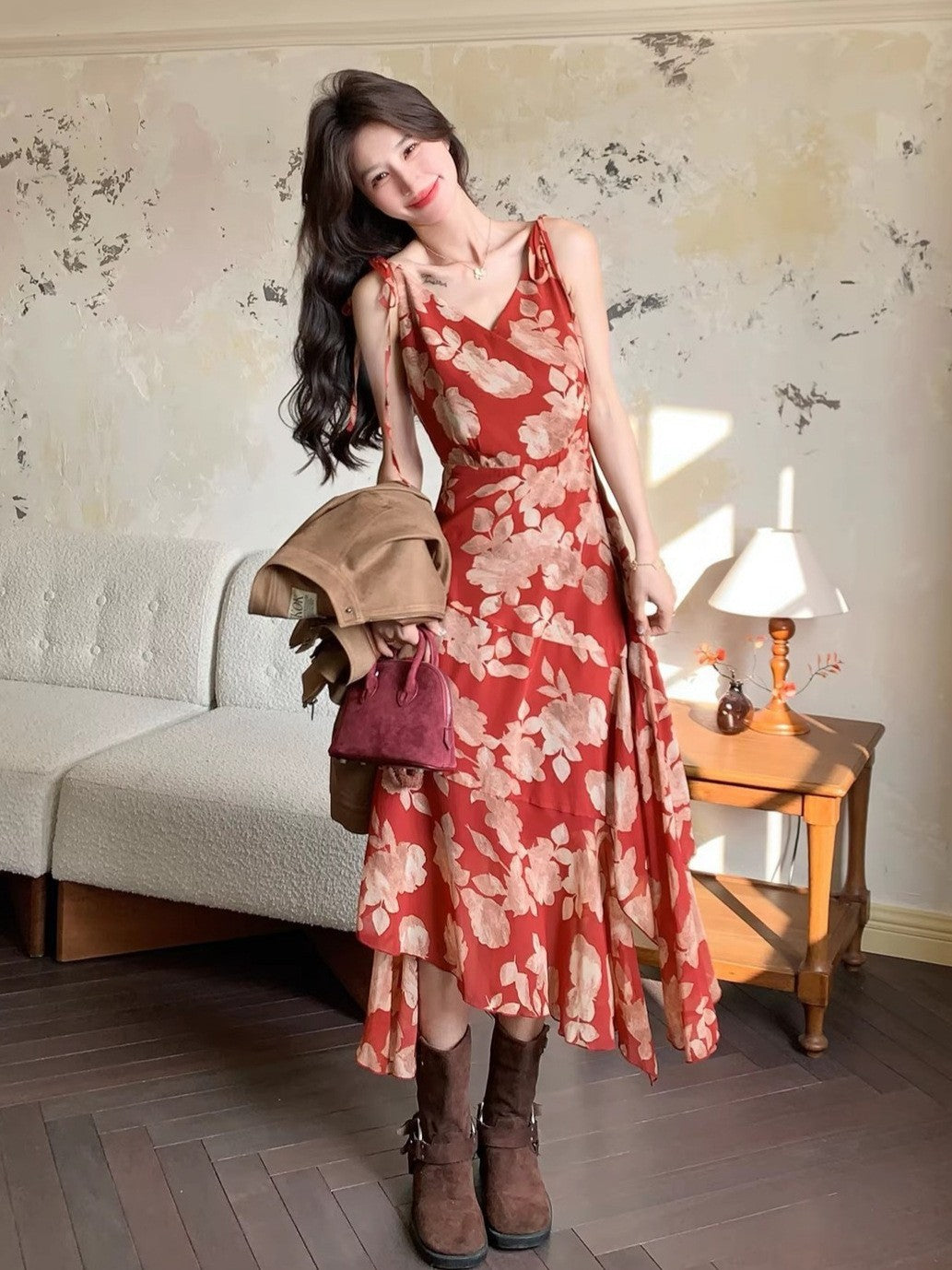 Vintage Floral Chiffon Dress