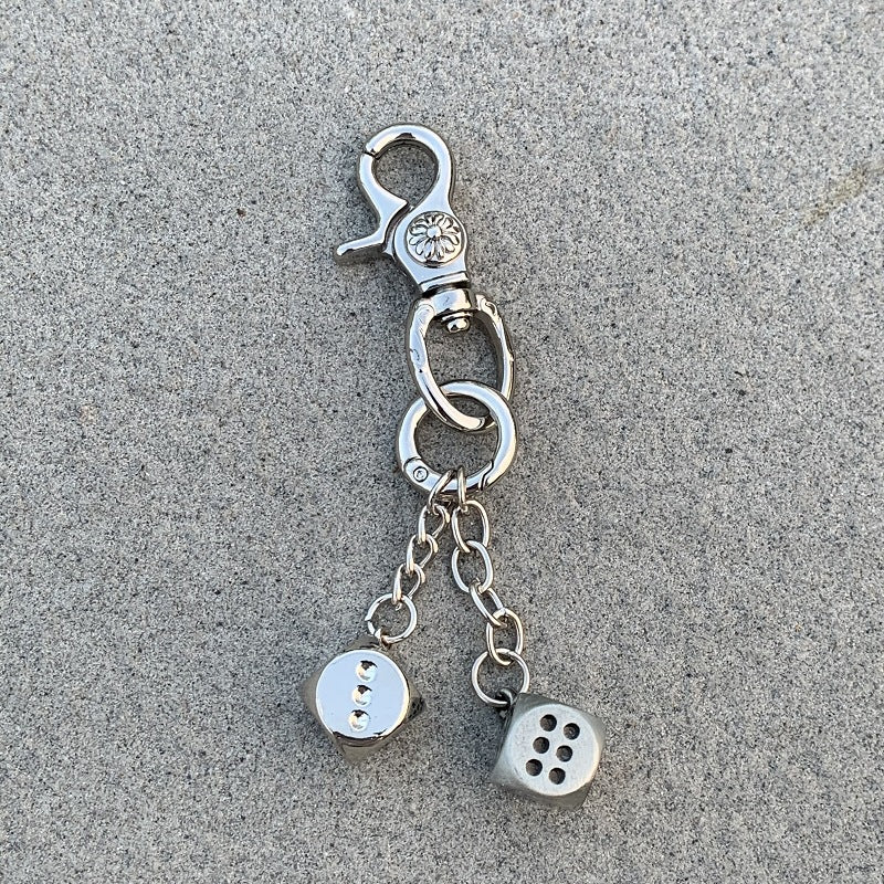 Vintage Floral Dice Keychain Pendant