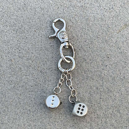 Vintage Floral Dice Keychain Pendant