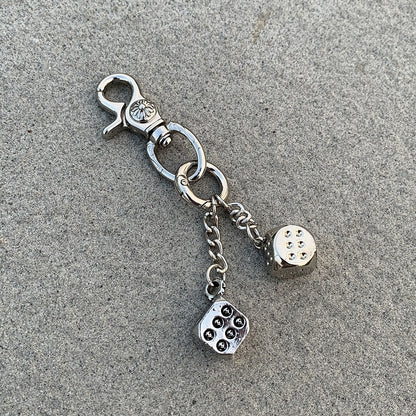 Vintage Floral Dice Keychain Pendant