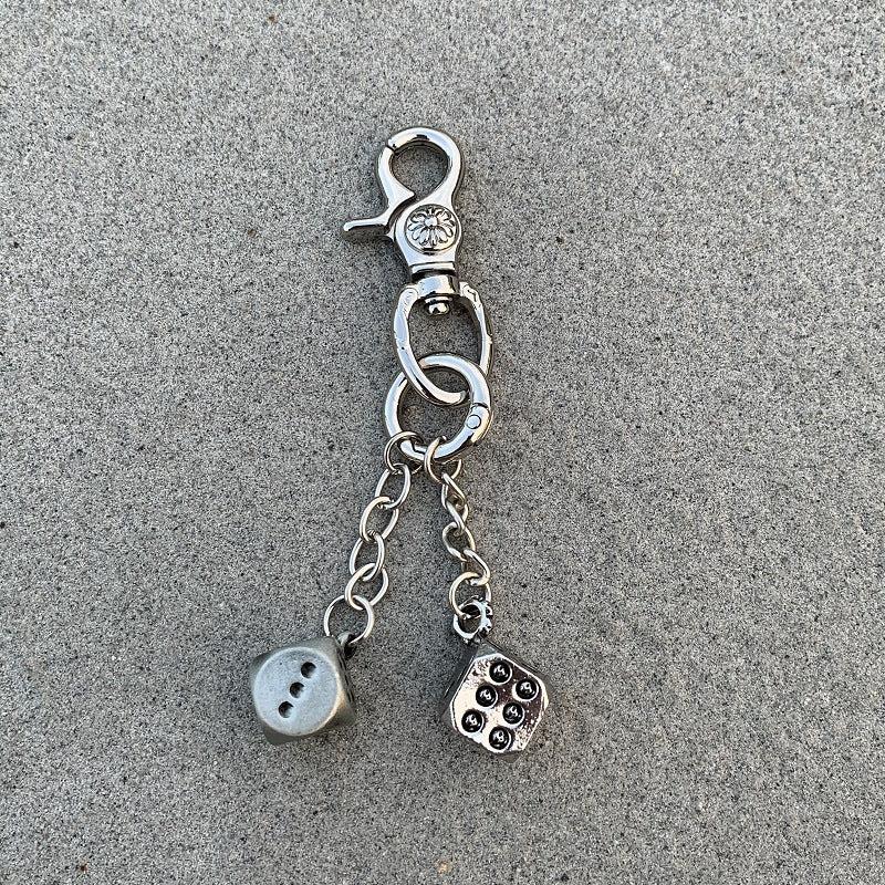 Vintage Floral Dice Keychain Pendant