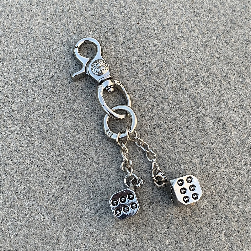 Vintage Floral Dice Keychain Pendant