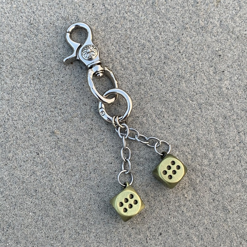 Vintage Floral Dice Keychain Pendant