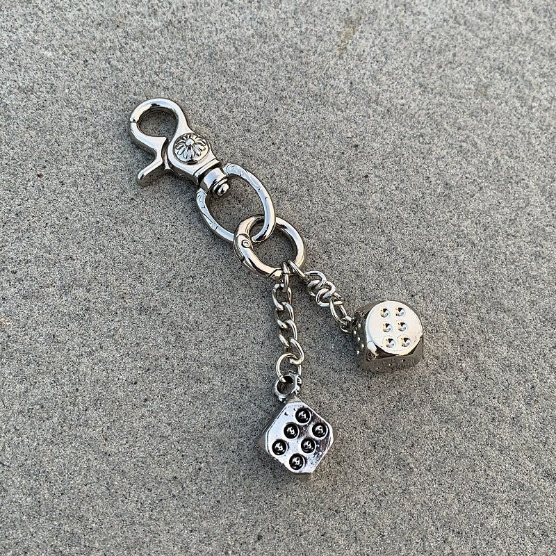 Vintage Floral Dice Keychain Pendant