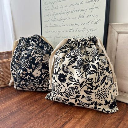 Vintage Floral Drawstring Storage Bag