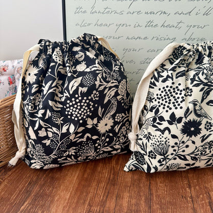 Vintage Floral Drawstring Storage Bag