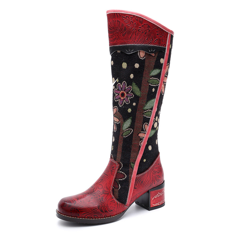 Vintage Floral Ethnic Style Women's Boots