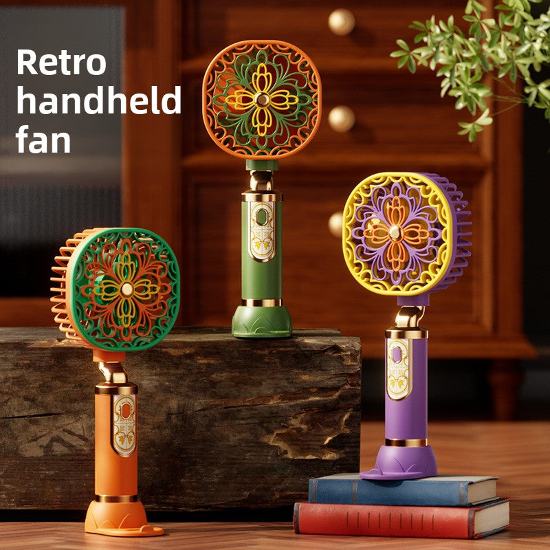 Vintage Floral Handheld Rechargeable Fan