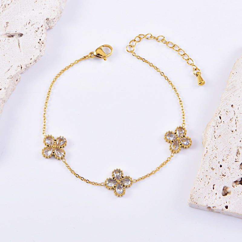 Vintage Floral Jewelry Set with Necklace Earrings Bracelet