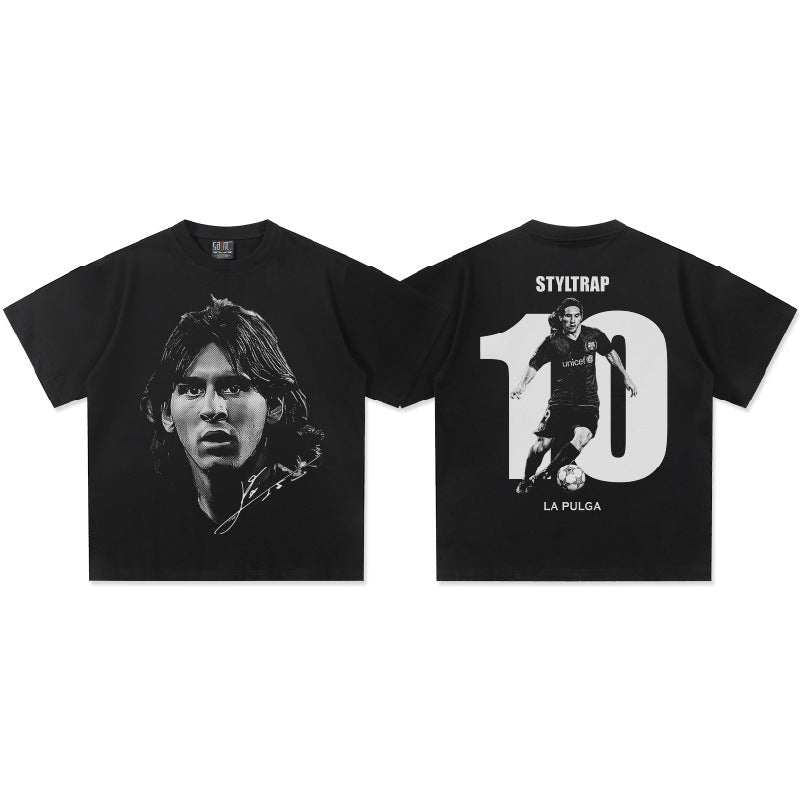 Vintage Football Print Cotton T-Shirt