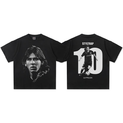 Vintage Football Print Cotton T-Shirt