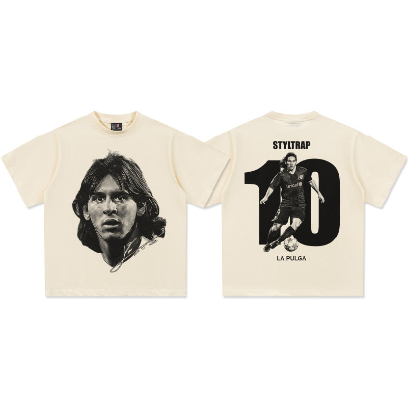 Vintage Football Print Cotton T-Shirt