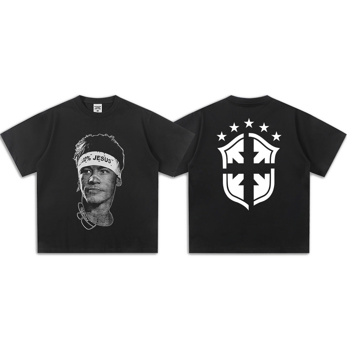 Vintage Football Print Cotton T-Shirt