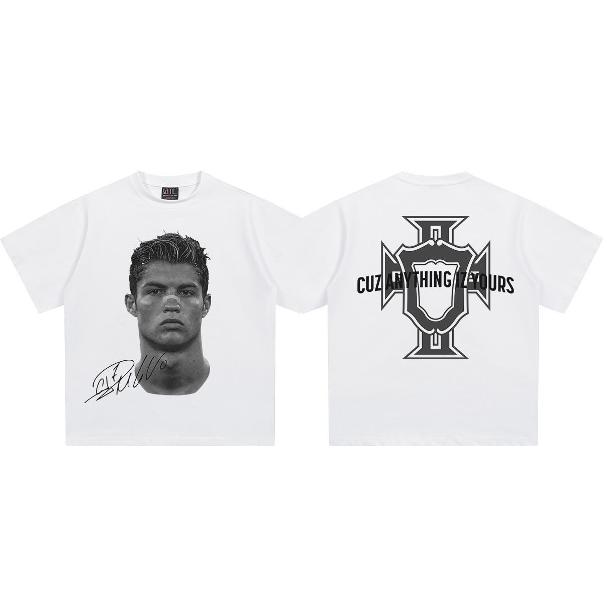 Vintage Football Print Cotton T-shirt