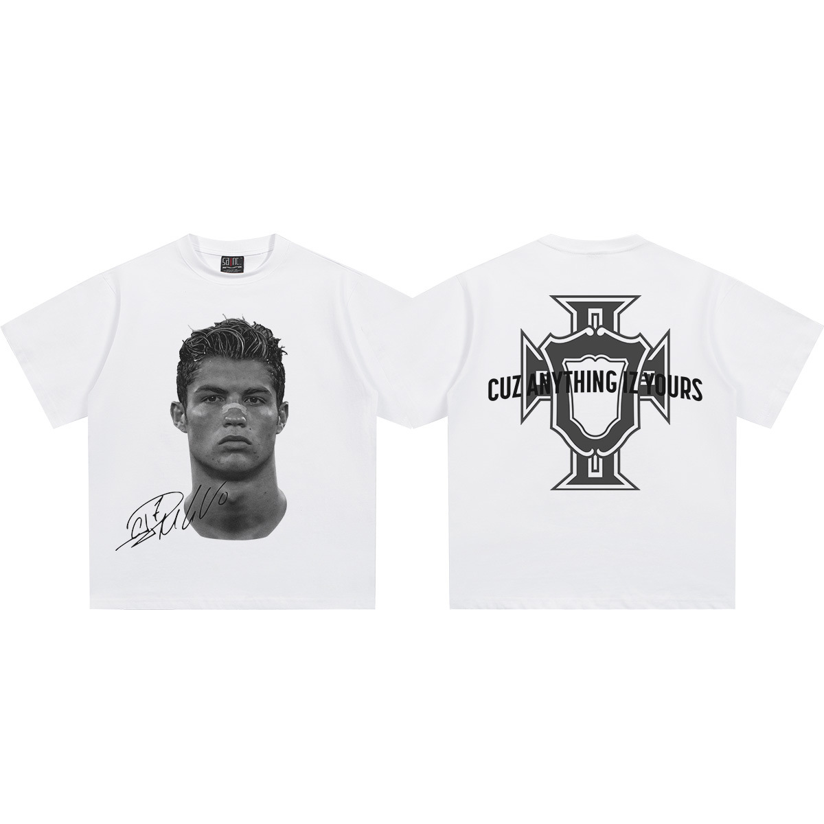 Vintage Football Print Cotton T-shirt