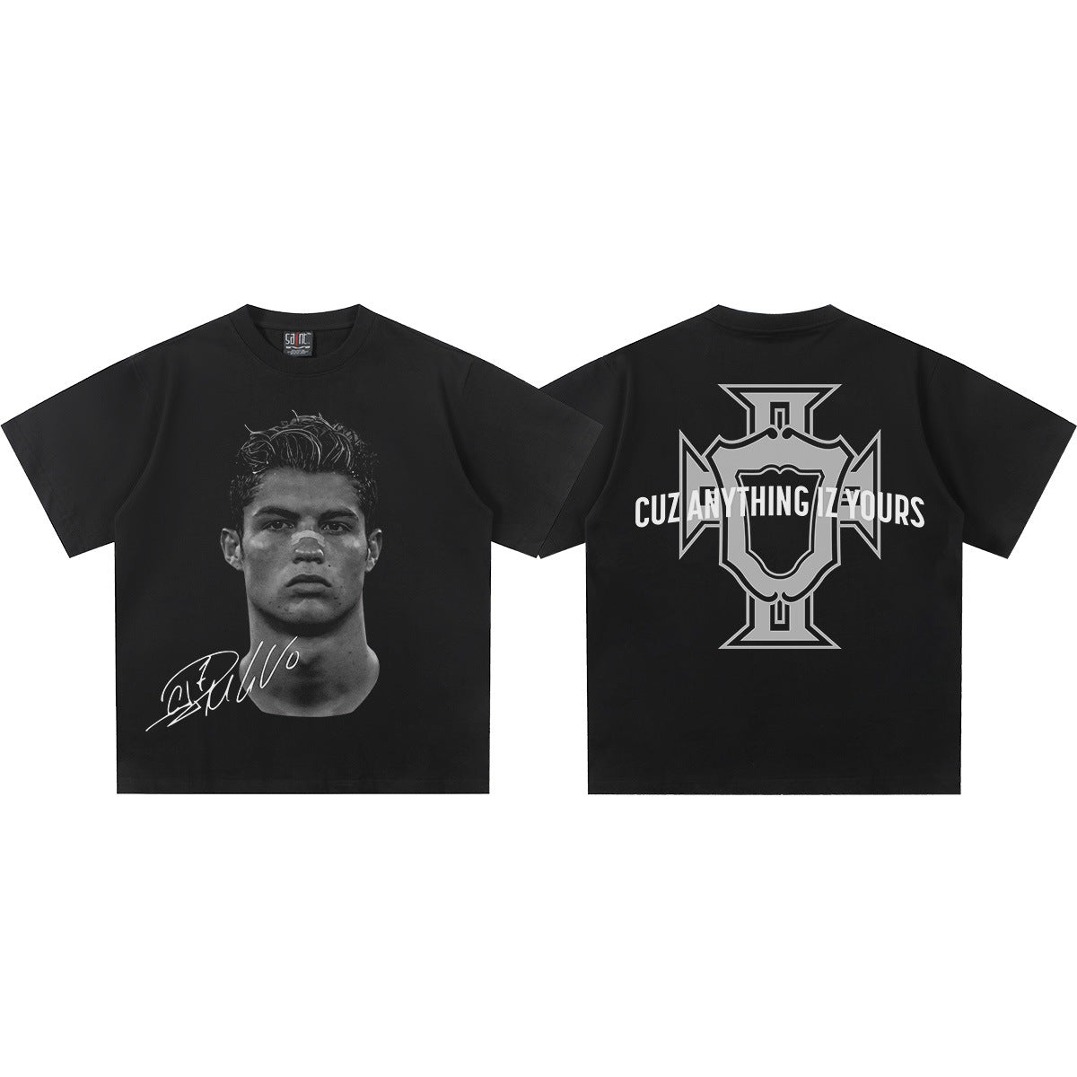 Vintage Football Print Cotton T-shirt