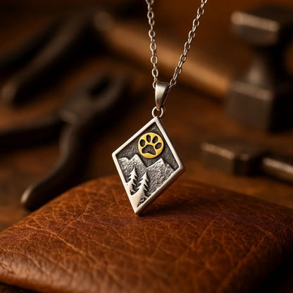 Vintage Forest Claw Print Pendant Necklace