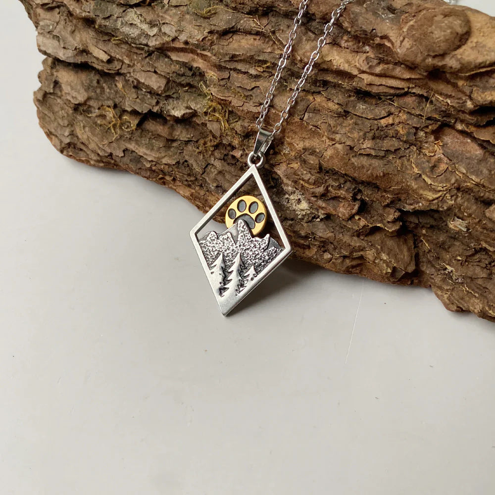Vintage Forest Claw Print Pendant Necklace