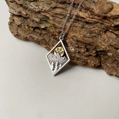 Vintage Forest Claw Print Pendant Necklace