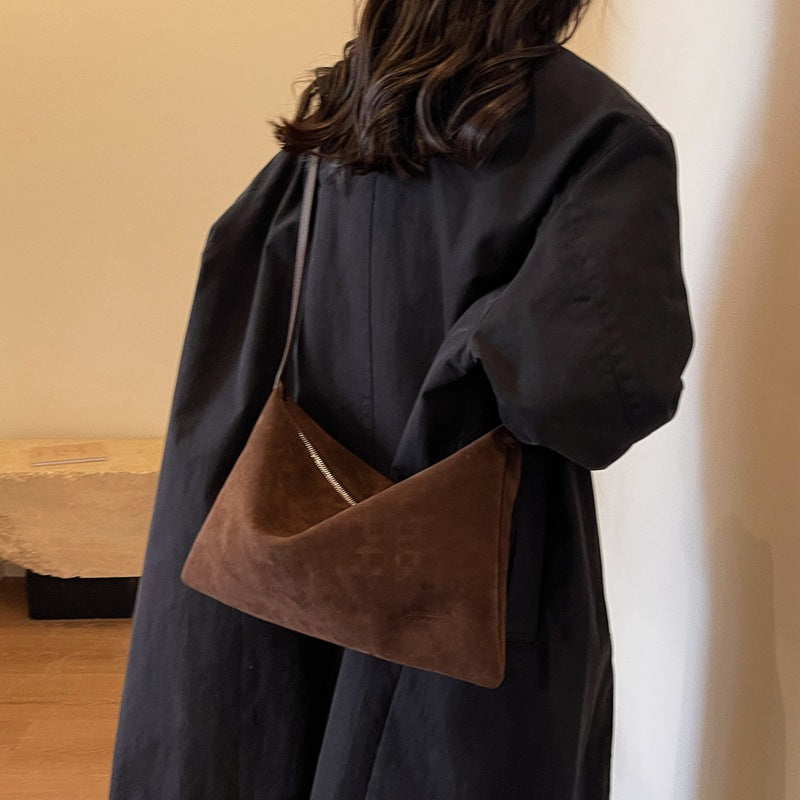 Vintage Frosted Suede Shoulder Bag