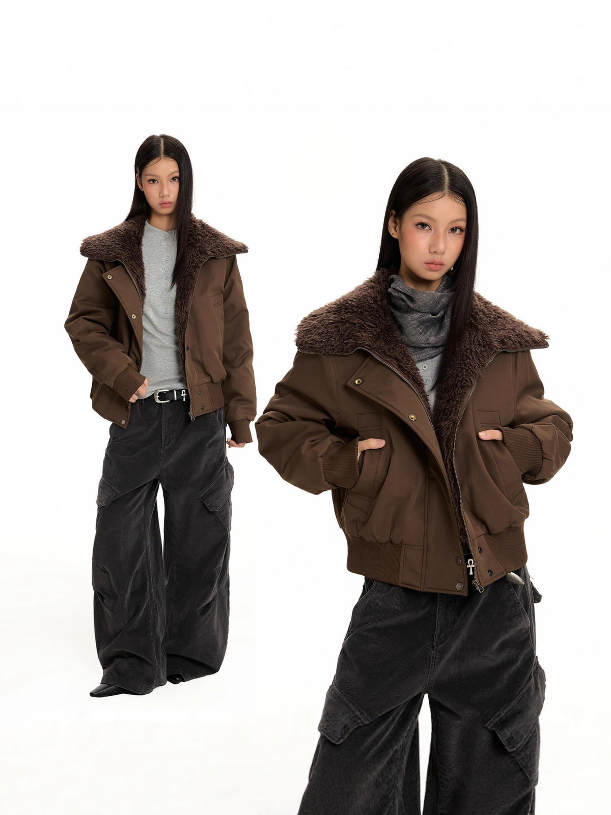 Vintage Fur Collar Quilted Jacket