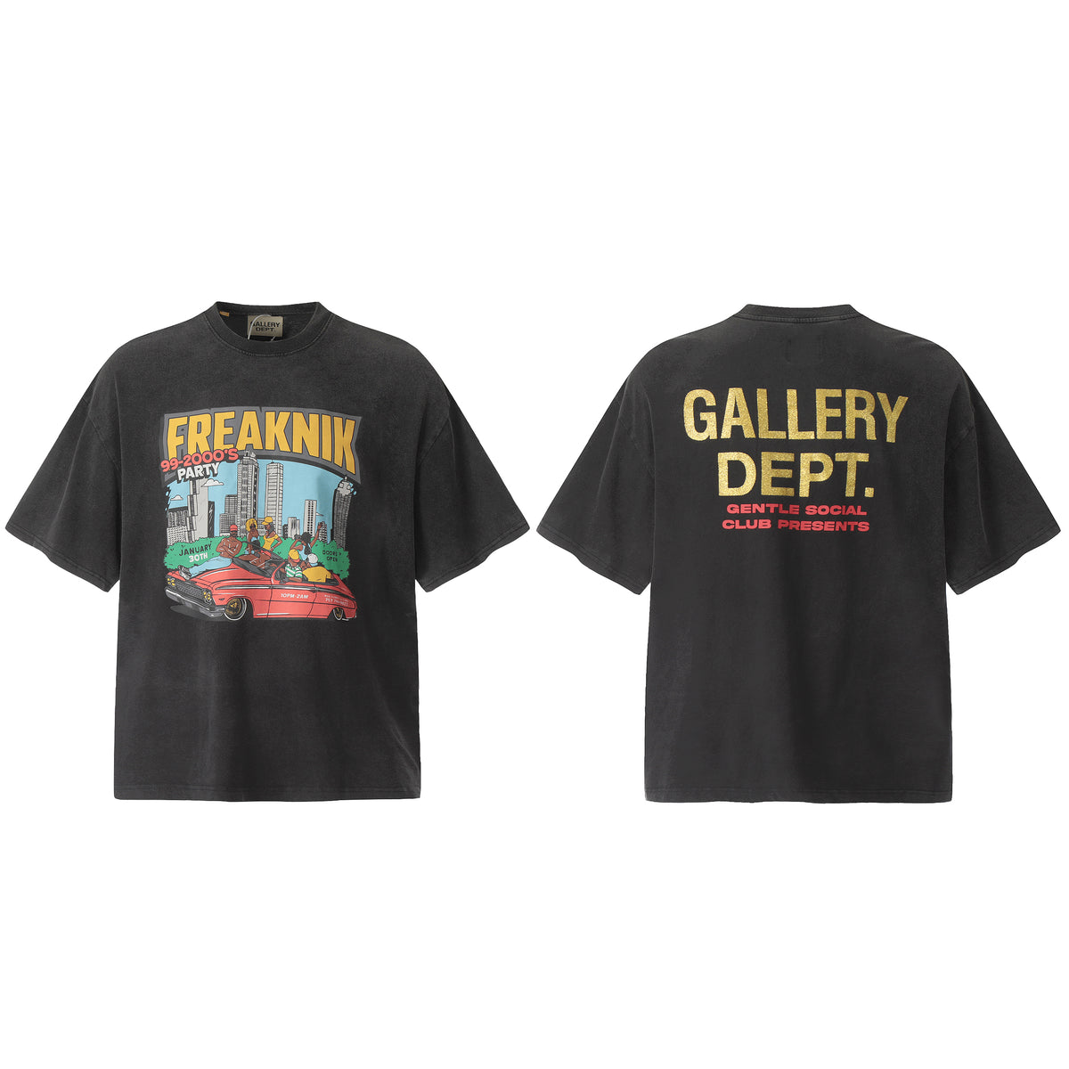 Vintage Gallery Dept Letter Print Loose Fit Washed T-Shirt