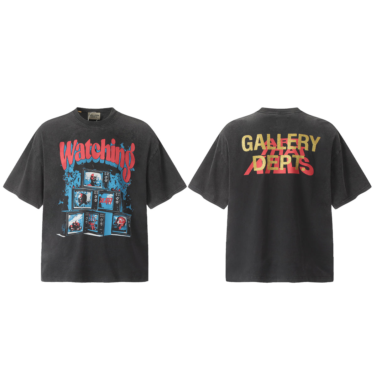 Vintage Gallery Dept Letter Print Loose Fit Washed T-Shirt